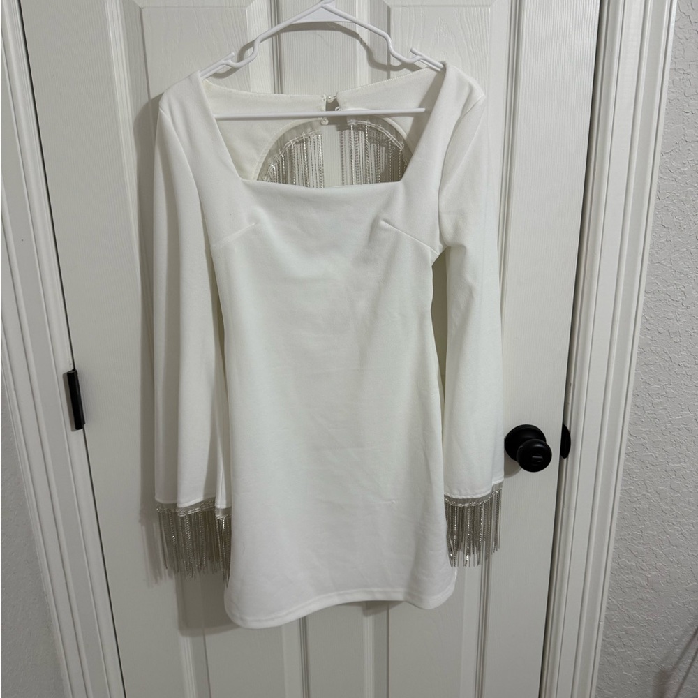 White Dress with Silver Fringe